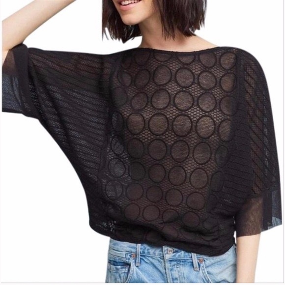 Anthropologie Tops - Anthropologie Akemi + Kin Black Sheer Dolman Sleeve Blouse Top Black Size Medium